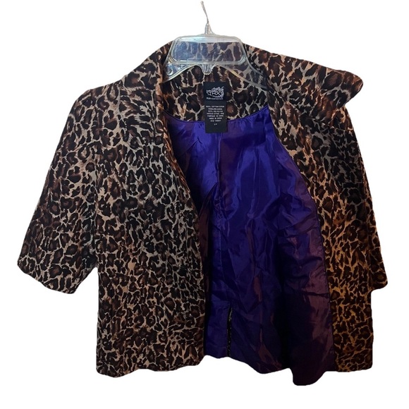 THX Thanx Women’s Petite Animal Print Jacket 3/4 Cuffed Sleeves Small Petite - Picture 5 of 10